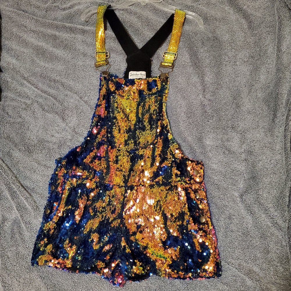 Jackalope Sequin Overall Shorts